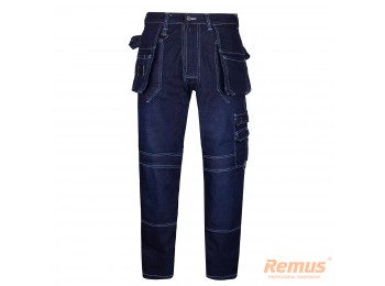 4. MONTER JEANS BLUE PROSTE Elastyczne Spodnie Monterskie ze Stretchem proste nogawki